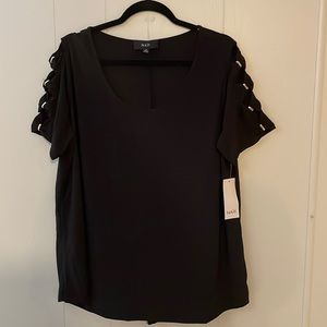 NAIF Black Short Sleeve Top with Cut-Out Details
